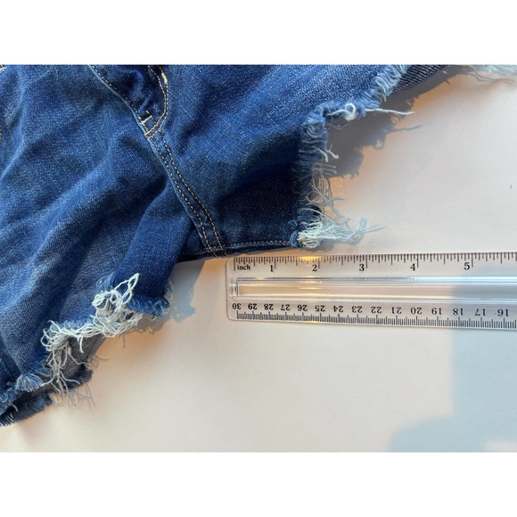 American Eagle Tomgirl Shortie Denim Shorts Women 4 Medium Wash Distressed Casua - Picture 8 of 10